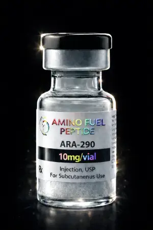 ARA-290 10mg research peptide vial — lyophilized, 99%+ HPLC purity with lot-matched COA