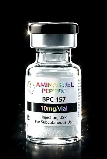 BPC-157 10mg research peptide vial — lyophilized, 99%+ HPLC purity with lot-matched COA