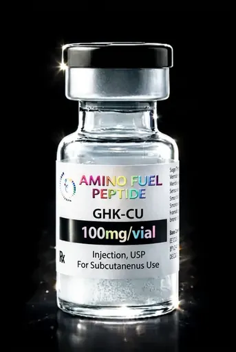 GHK-Cu 100mg research peptide vial — lyophilized, 99%+ HPLC purity with lot-matched COA