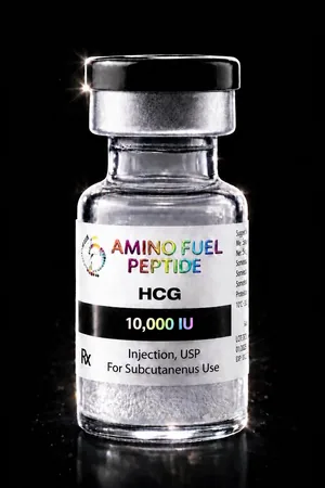 HCG 10,000 IU research peptide vial — lyophilized, 99%+ HPLC purity with lot-matched COA