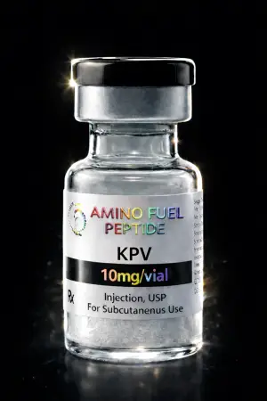 KPV 10mg research peptide vial — lyophilized, 99%+ HPLC purity with lot-matched COA