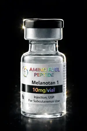Melanotan I 10mg research peptide vial — lyophilized, 99%+ HPLC purity with lot-matched COA