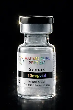 Semax 10mg research peptide vial — lyophilized, 99%+ HPLC purity with lot-matched COA