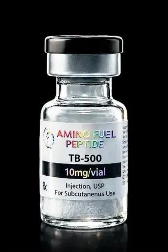 TB-500 10mg research peptide vial — lyophilized, 99%+ HPLC purity with lot-matched COA