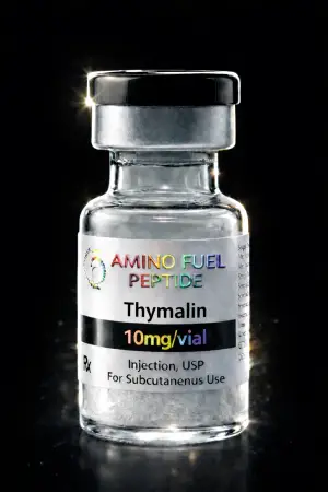 Thymalin 10mg research peptide vial — lyophilized, 99%+ HPLC purity with lot-matched COA