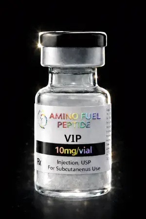 VIP 10mg research peptide vial — lyophilized, 99%+ HPLC purity with lot-matched COA